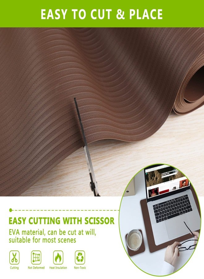 Anze Shelf Liner Cabinet Liners for Kitchen, Non Adhesive Drawer Liner, Durable Washable Waterproof Fridge Refrigerator Mat Pantry Shelf Protector Liner for Shelves, Cupboard, Coffee 23.6 x 393.7 inches - Image 2